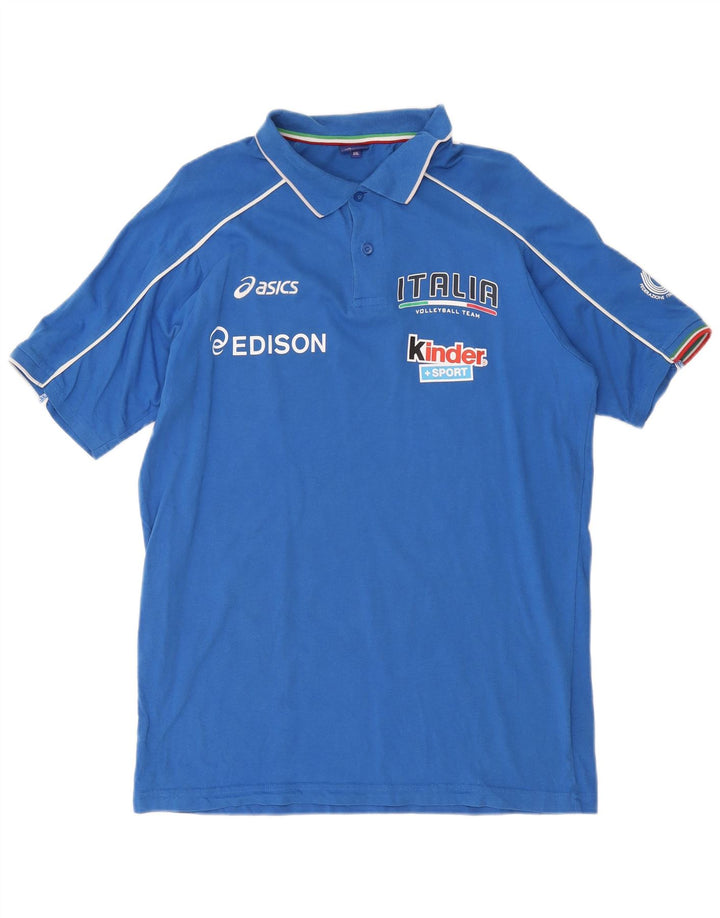 Мужская рубашка поло с рисунком Asics Italia 2XL, синяя, хлопок