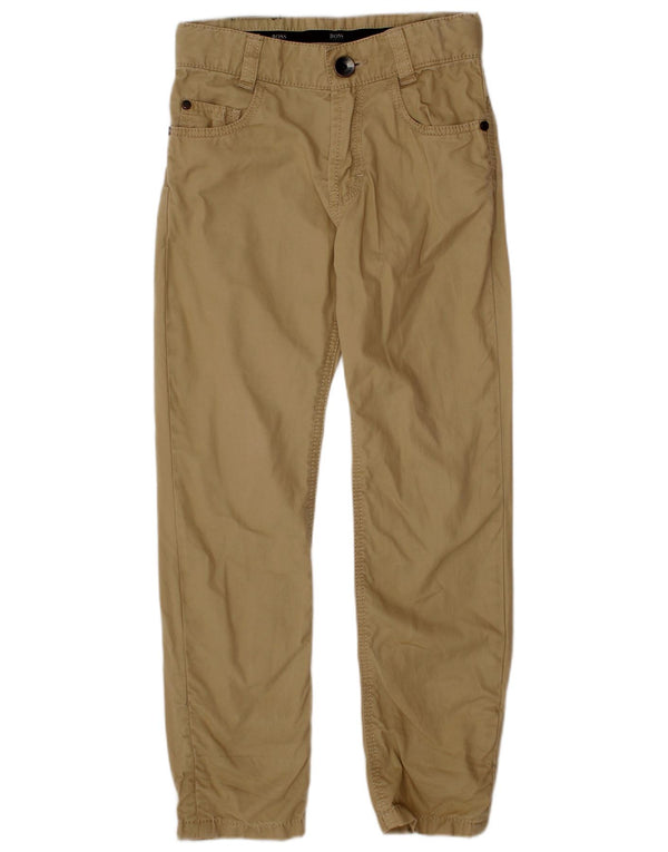 HUGO BOSS Boys Slim Fit Casual Trousers 4-5 Years W20 L19 Beige Cotton