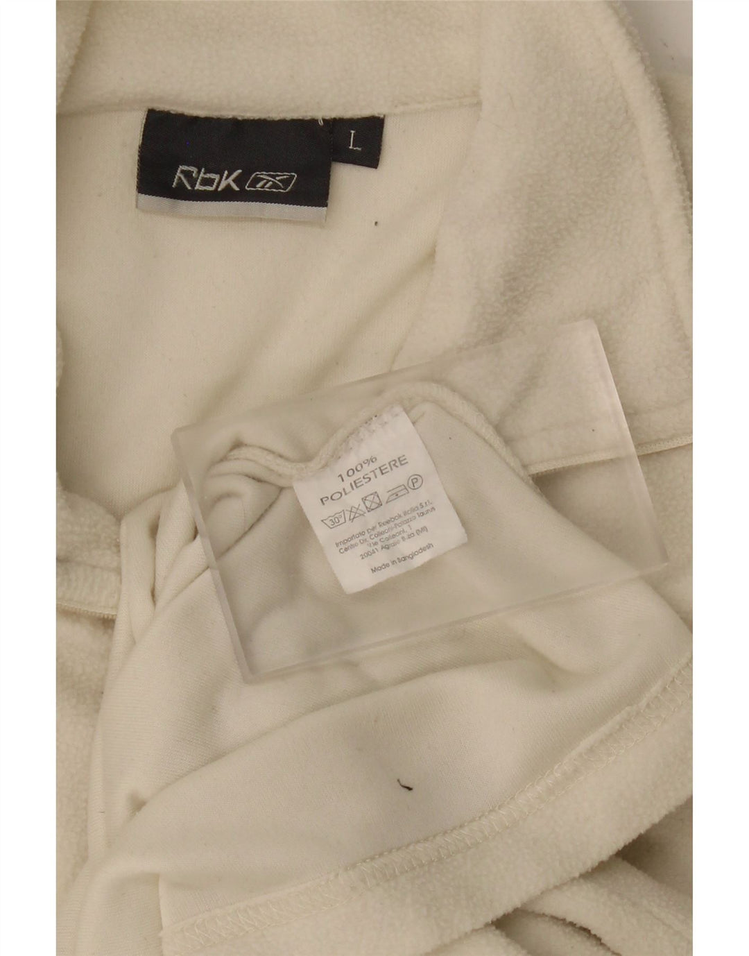 REEBOK Mens Zip Neck Fleece Jumper Large White Polyester Vintage Reebok and Second-Hand Reebok from Messina Hembry 
