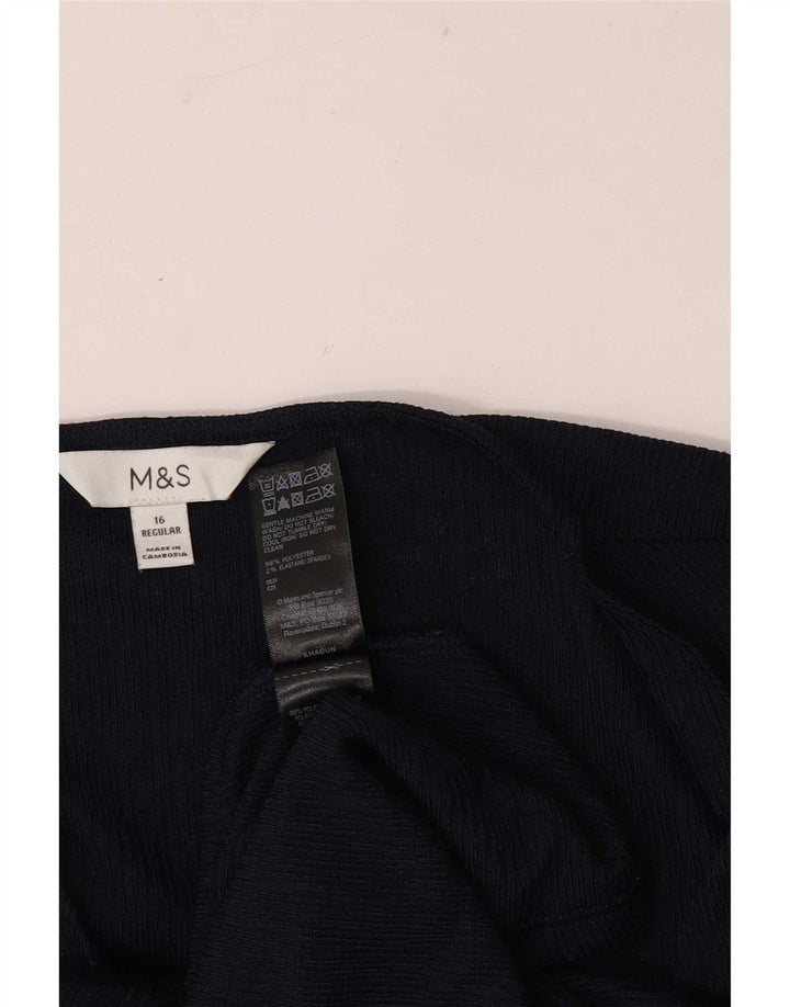 Женская блузка с длинным рукавом Marks & Spencer, Великобритания, 16, темно-синий, большой размер
