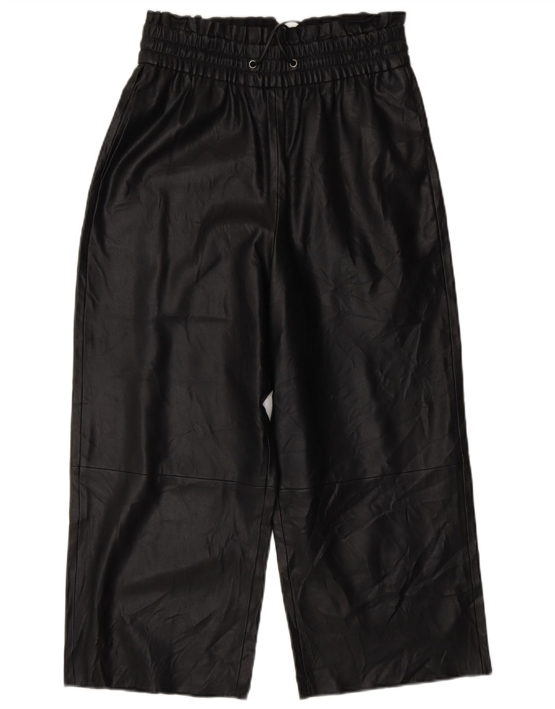 Женские укороченные широкие брюки из искусственной кожи ZARA XS W25 L20, черные