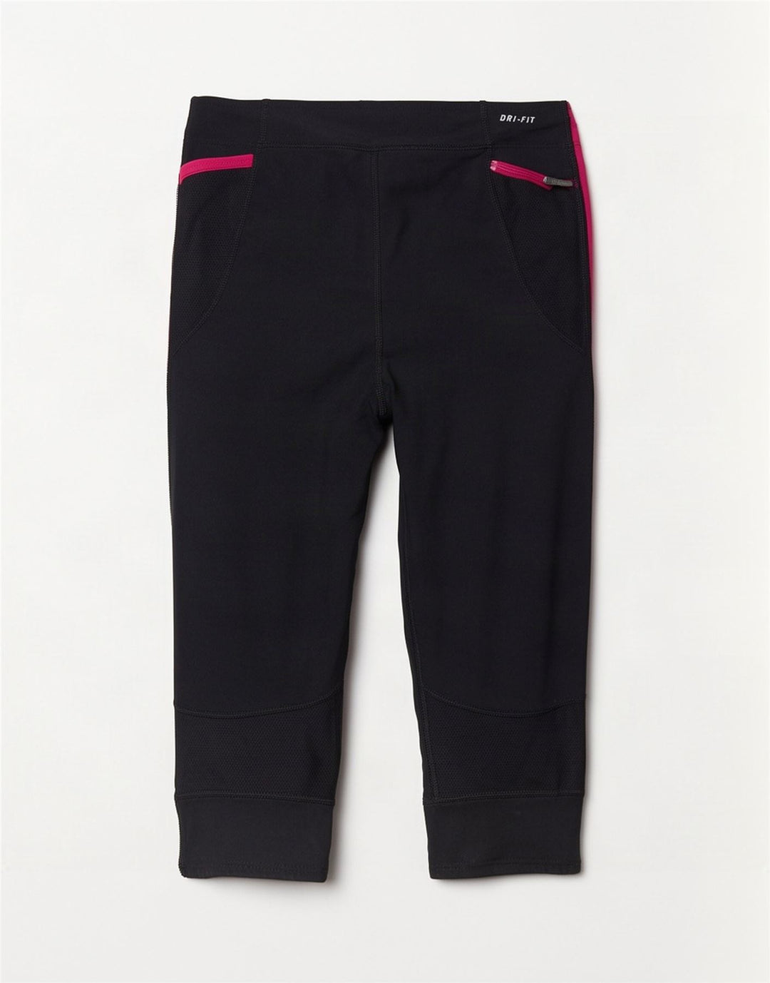 Женские леггинсы-капри Nike Dri Fit UK 14, большие черные полиэстер с цветными блоками