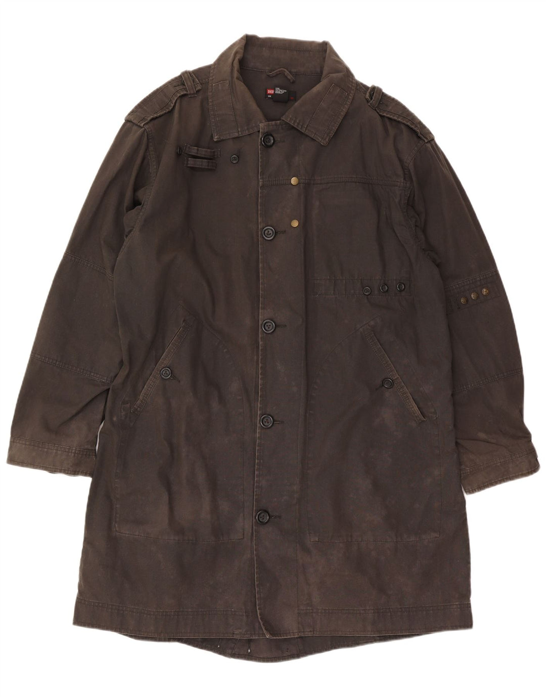 Мужское пальто Diesel в стиле милитари UK 40, большое, серое, хлопок