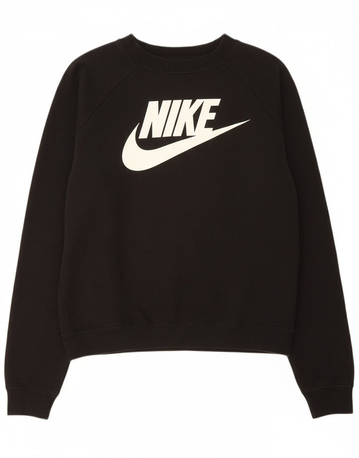 NIKE Womens Oversized Graphic Sweatshirt Jumper UK 10 Small Black Cotton
