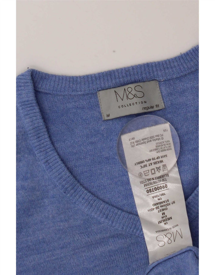 Мужской джемпер стандартного кроя с v-образным вырезом Marks & Spencer, средний синий акрил