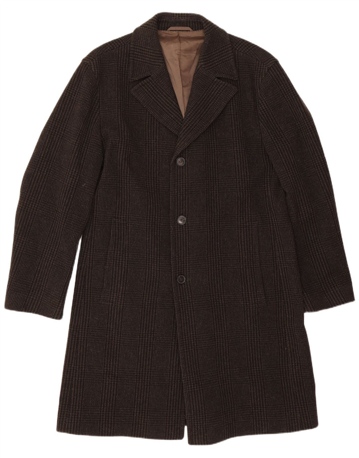 Мужское пальто Hugo Boss EU 50, большое серое, из натуральной шерсти с узором «гусиные лапки»