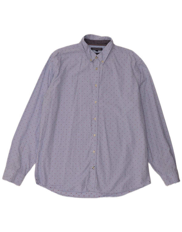 Мужская рубашка Tommy Hilfiger New York Fit 2XL, хлопок в синюю пятнистую клетку