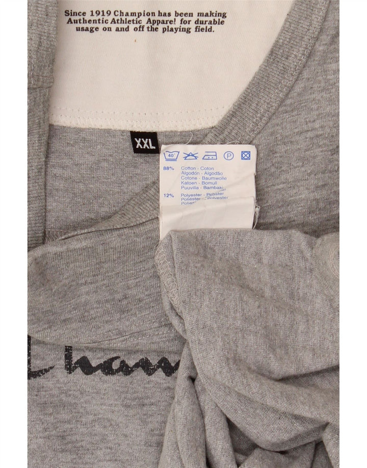 Мужской топ Champion с длинным рукавом и рисунком, 2XL, серый хлопок