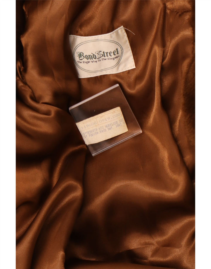 BOND STREET Женское пальто из искусственного меха с капюшоном IT 44 Средний коричневый акрил