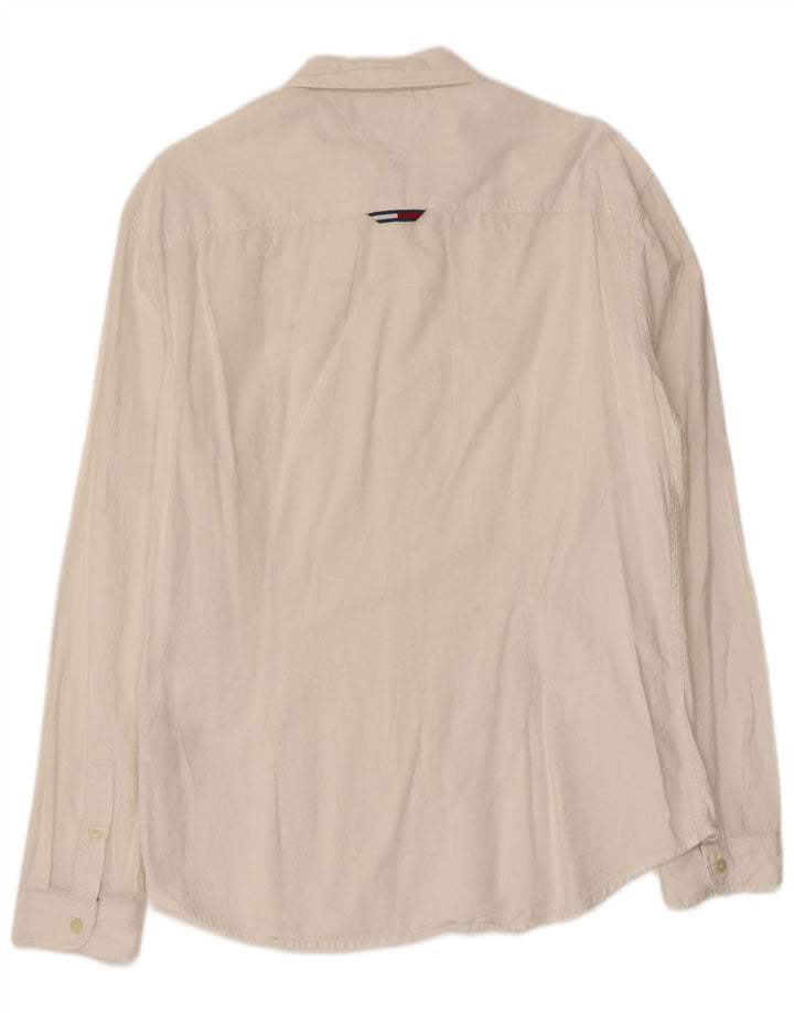 TOMMY HILFIGER Мужская рубашка приталенного кроя из хлопка среднего размера белого цвета