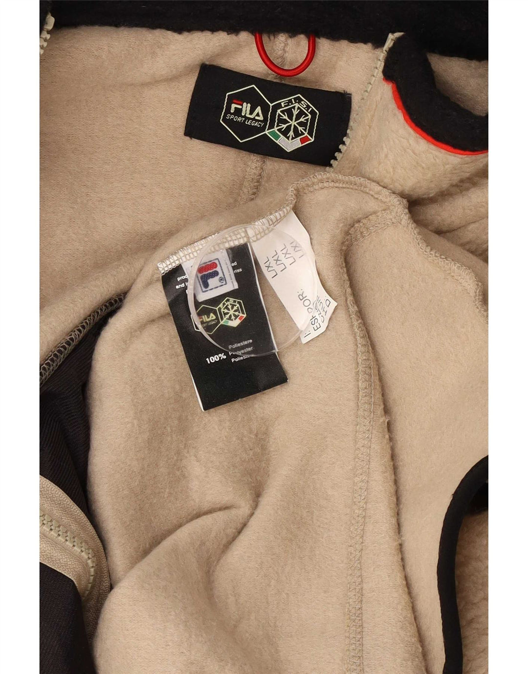 Мужская флисовая куртка Fila UK 40, большая, бежевая, полиэстер с цветными блоками