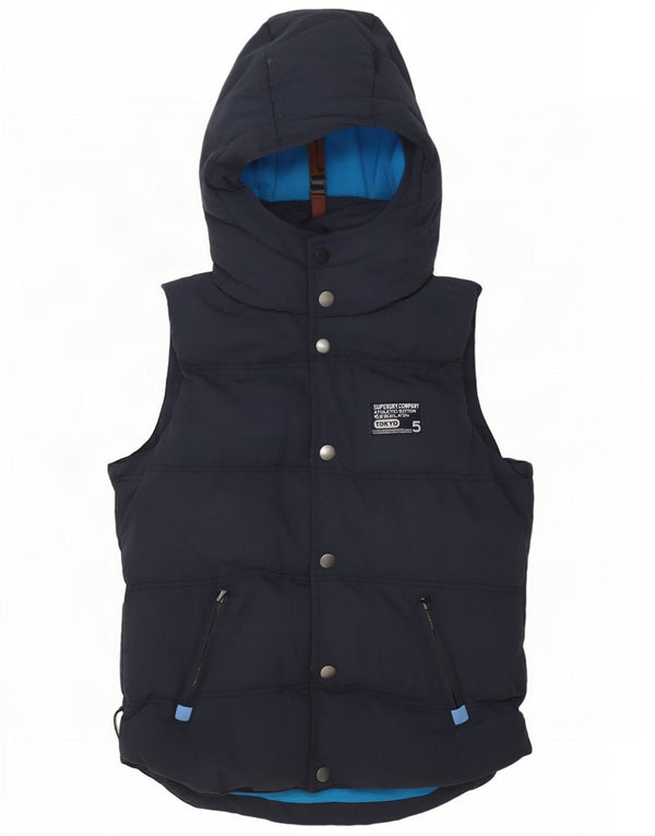 Мужской жилет с подкладкой и капюшоном Superdry, Великобритания 38, средний темно-синий, нейлон