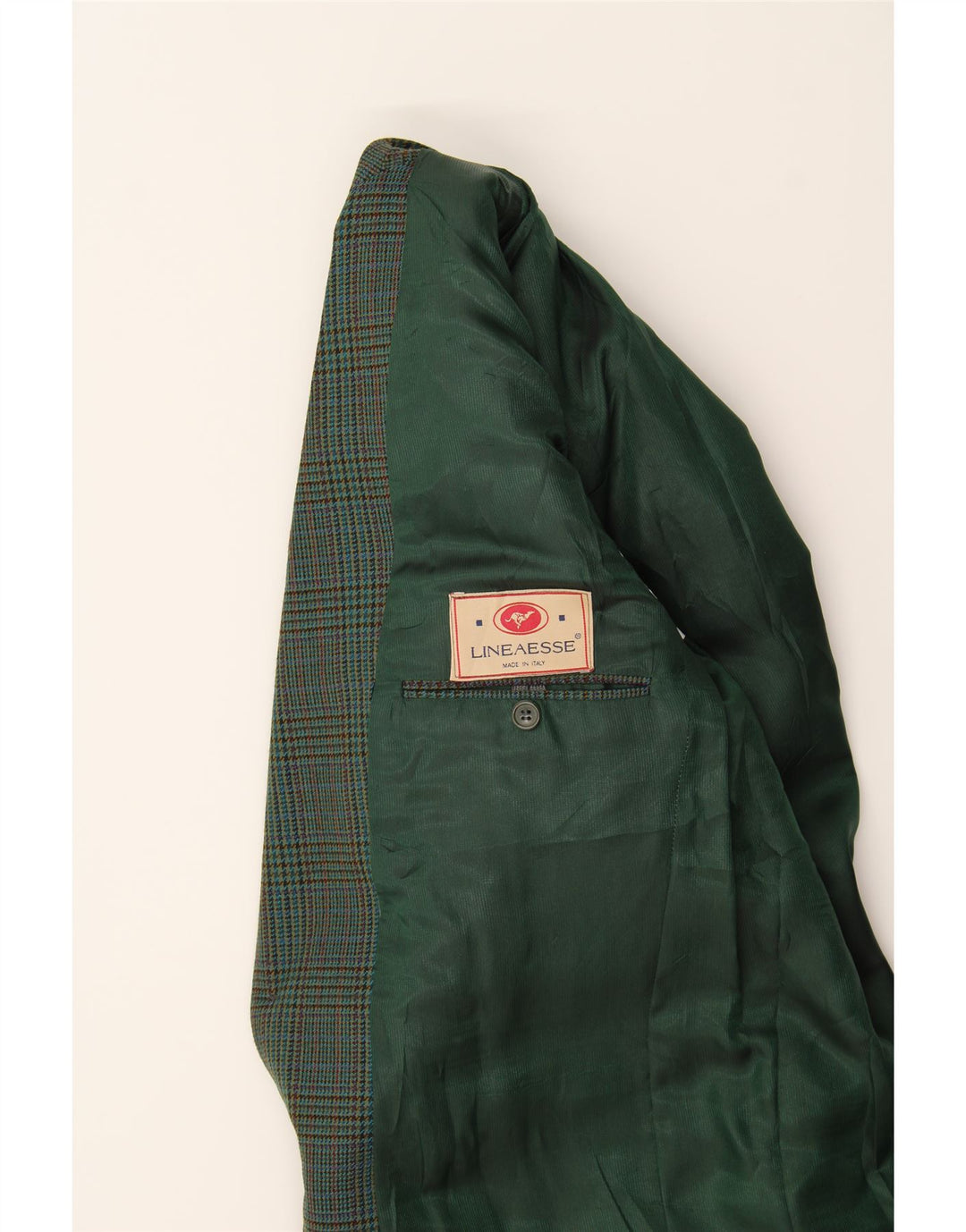 BOTTOLI Mens 2 Button Blazer Jacket IT 50 Large Green Houndstooth Vintage Bottoli and Second-Hand Bottoli from Messina Hembry 