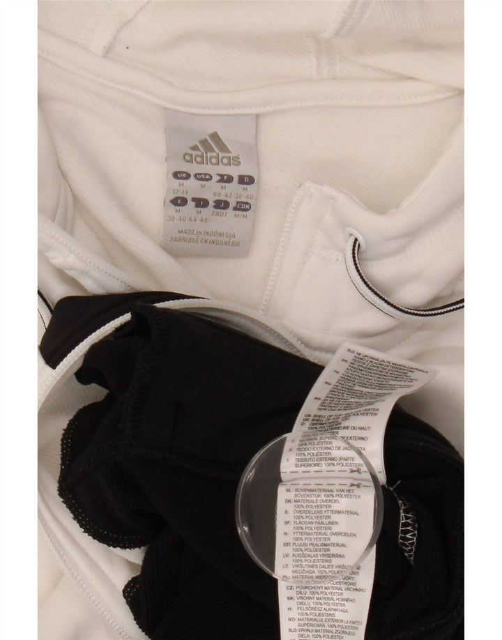 Женский свитер с капюшоном на молнии ADIDAS UK 12/14, средний белый, цветные блоки