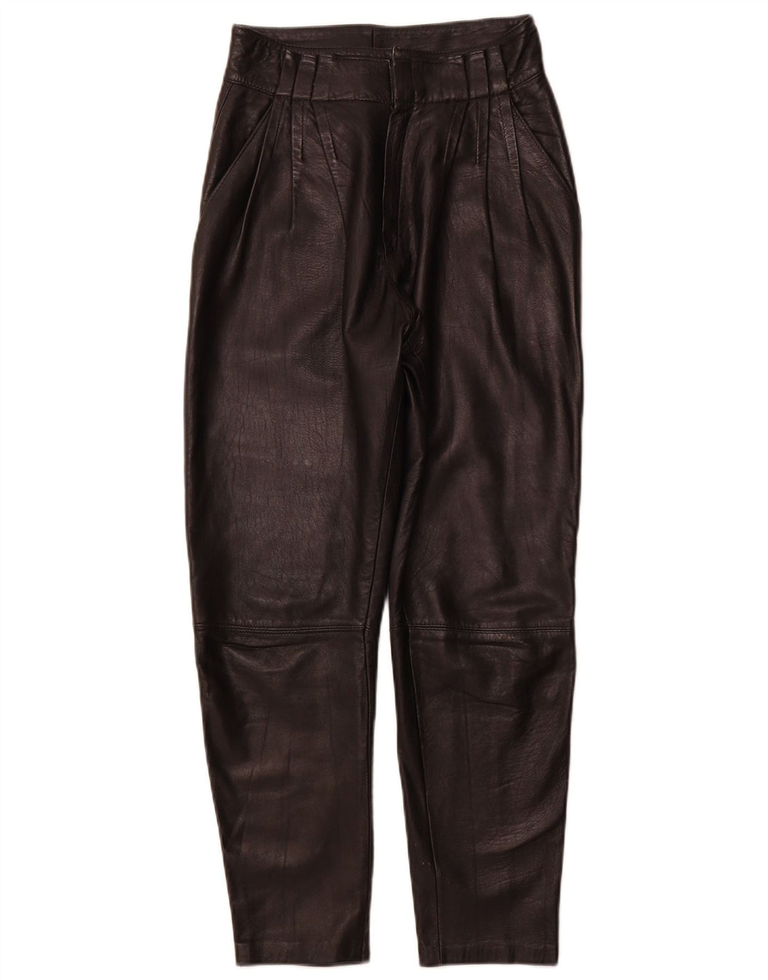 ВИНТАЖНЫЕ женские кожаные брюки с ремешками IT 44 Medium W26 L26 Черные кожаные