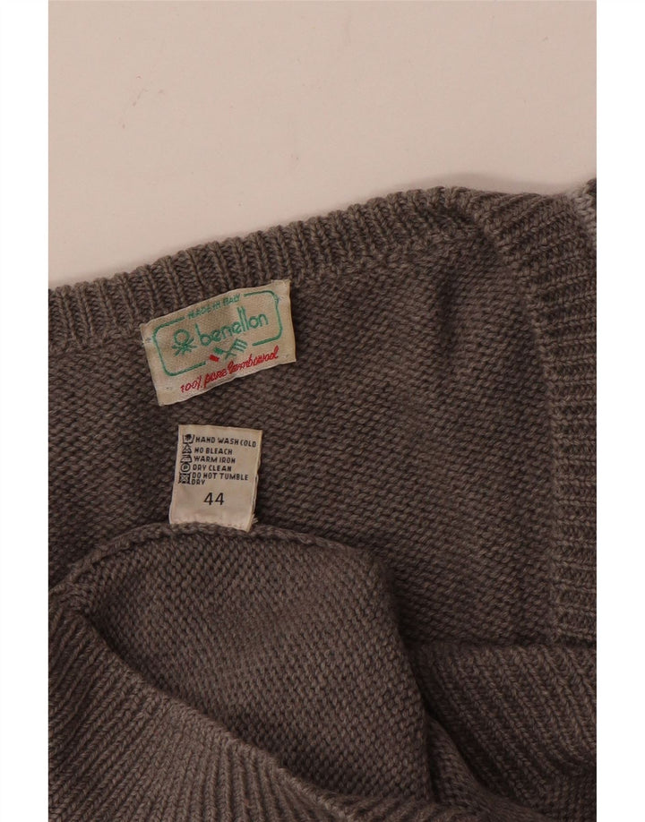 BENETTON Женский джемпер с v-образным вырезом IT 44 Medium Grey Argyle/Diamond