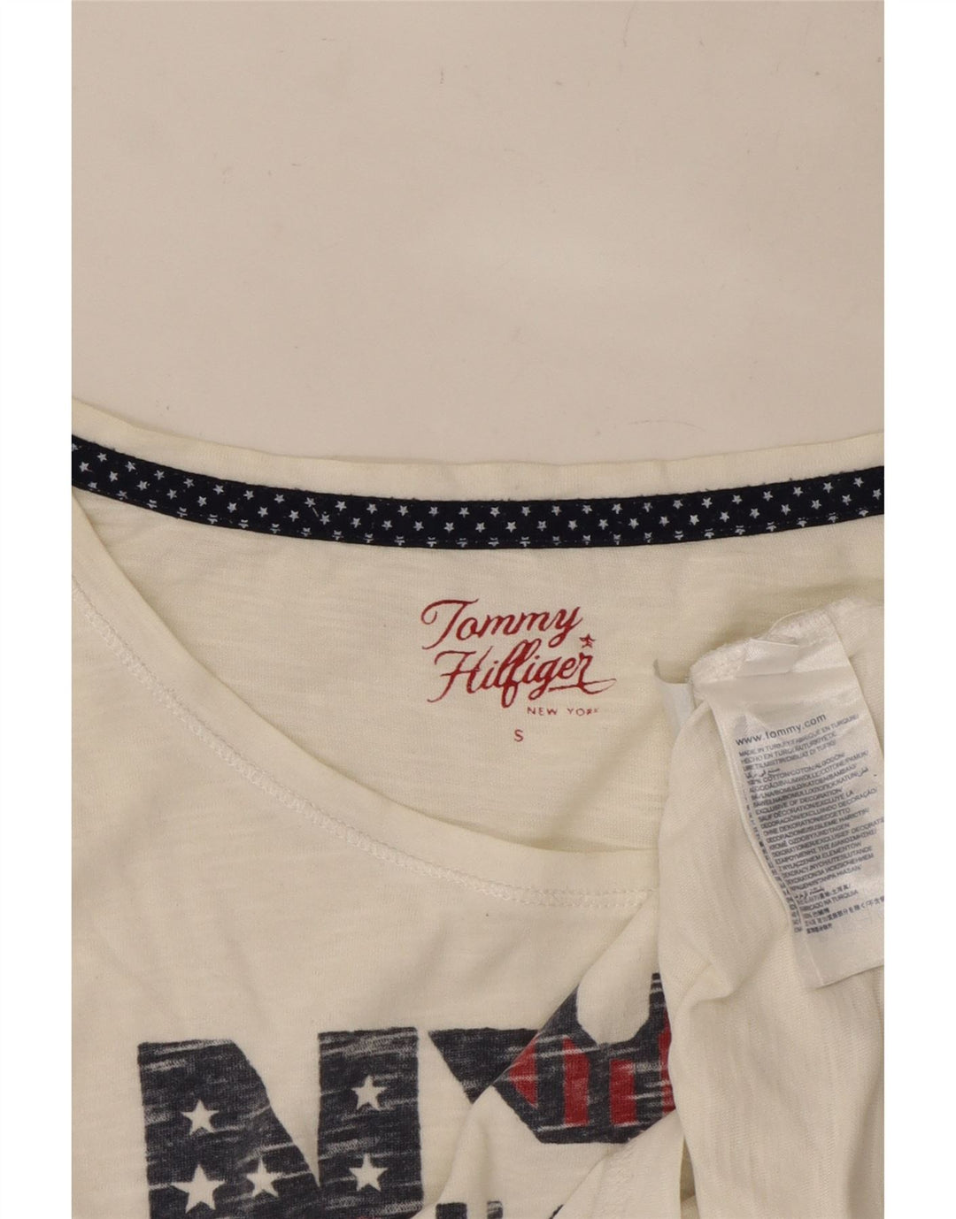 TOMMY HILFIGER Женская футболка оверсайз с рисунком Top UK 10, маленький белый