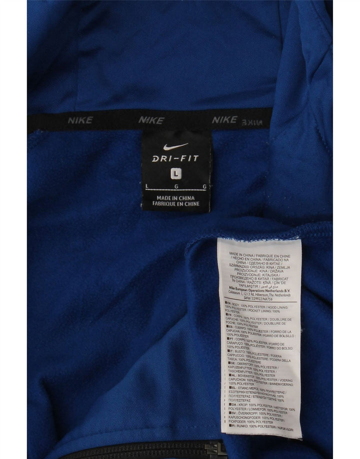 Мужской свитер с капюшоном на молнии Nike Dri Fit, большой синий полиэстер