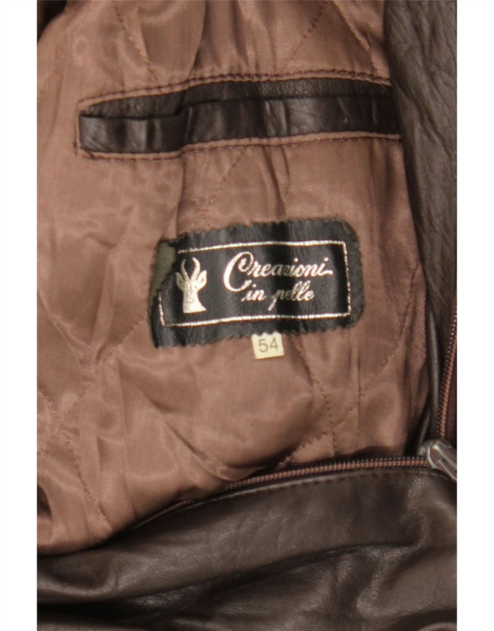 VINTAGE Мужская кожаная куртка IT 54 2XL Коричневая кожа
