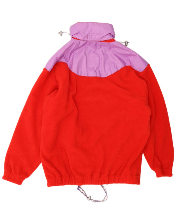 Винтажный мужской флисовый джемпер с воротником на молнии, Великобритания, 44, 2XL, красный, цветных блоков