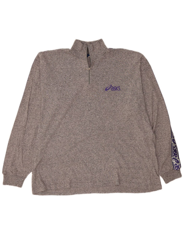 Мужской топ с длинным рукавом и воротником-молнией ASICS, серый цвет, 2XL