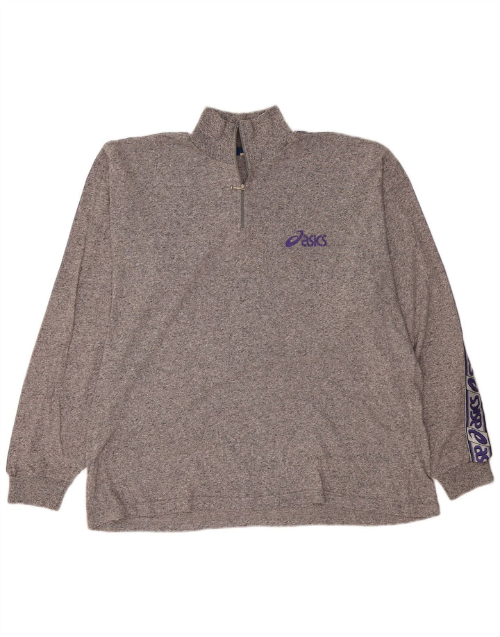 Мужской топ с длинным рукавом и воротником-молнией ASICS, серый цвет, 2XL