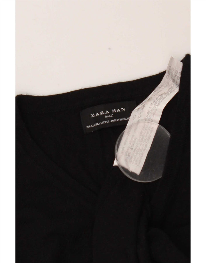 Мужской джемпер с v-образным вырезом Zara, большой черный вискоза