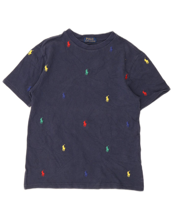 Футболка с рисунком Polo Ralph Lauren для мальчиков 9–10 лет, темно-синяя
