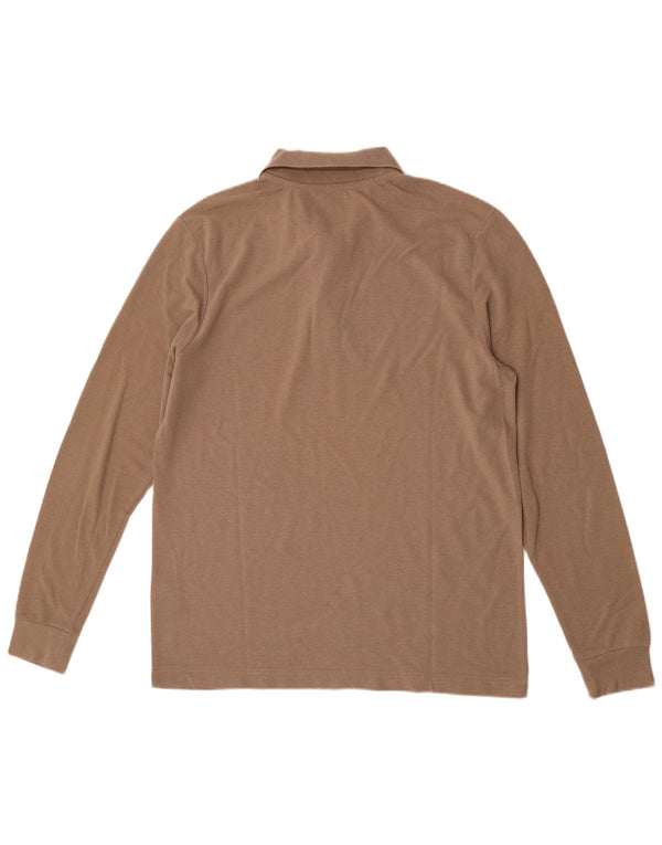 Kappa Mens Long Sleeve Polo Shirt Large Brown Cotton