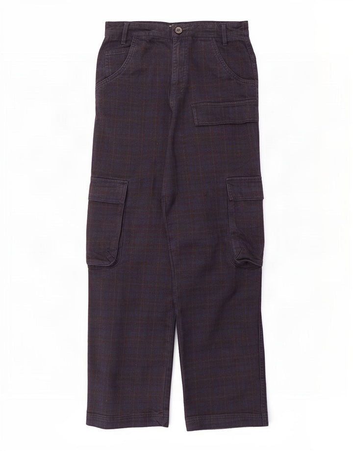 Женские прямые брюки карго Zara Medium W28 L28 Темно-синие в клетку