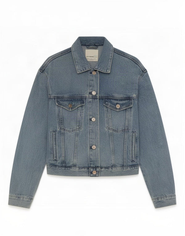 Женская укороченная джинсовая куртка Zara UK 6 XS, синяя, хлопок