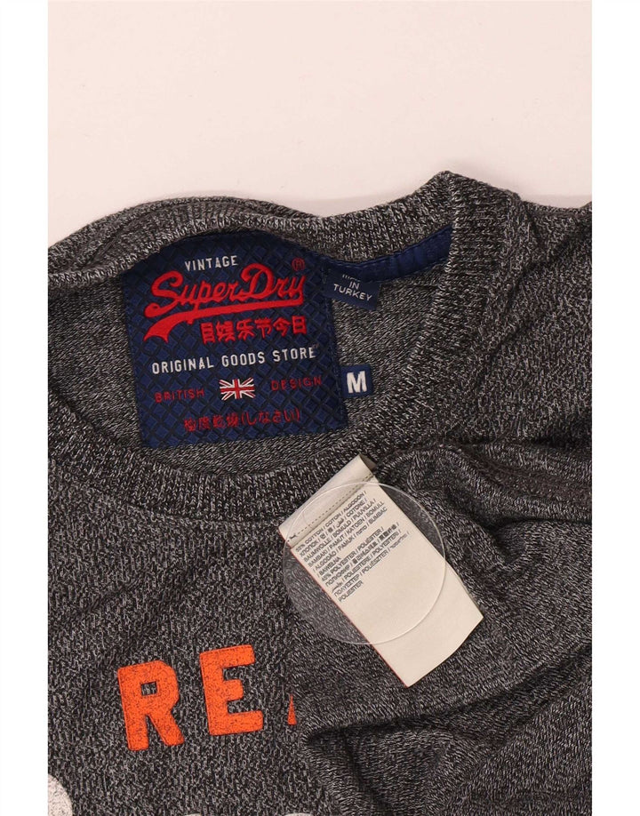 Мужская футболка с рисунком Superdry, топ из хлопка среднего серого цвета с крапинками