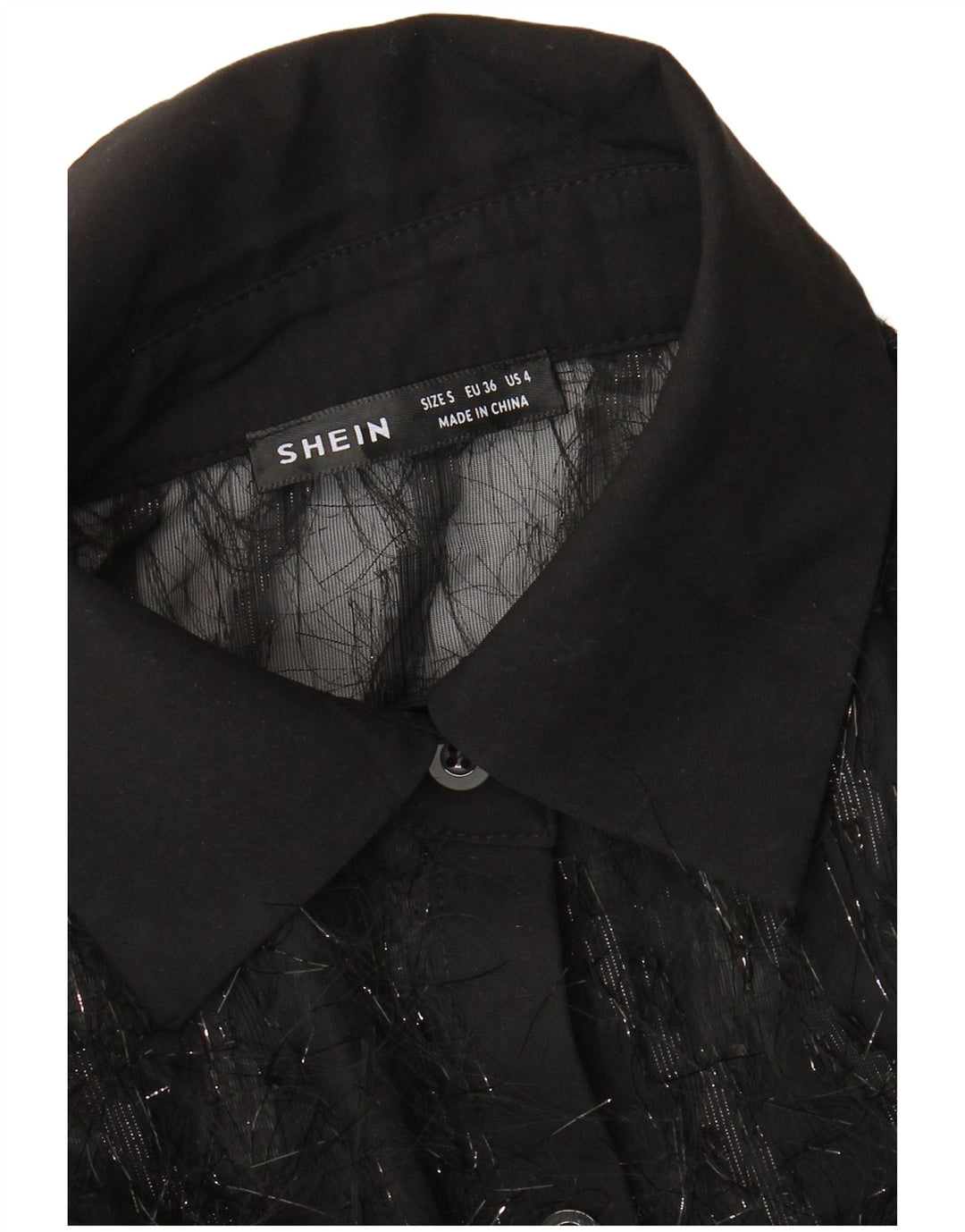 Женская прозрачная блузка-рубашка оверсайз Shein UK 10, маленькая черная