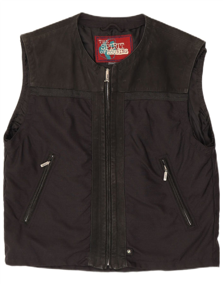 VINTAGE Mens Gilet UK 38 Medium Black Polyester