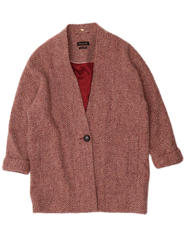 Massimo Dutti Женское Пальто UK 14 Средний Красный Вискоза с узором 