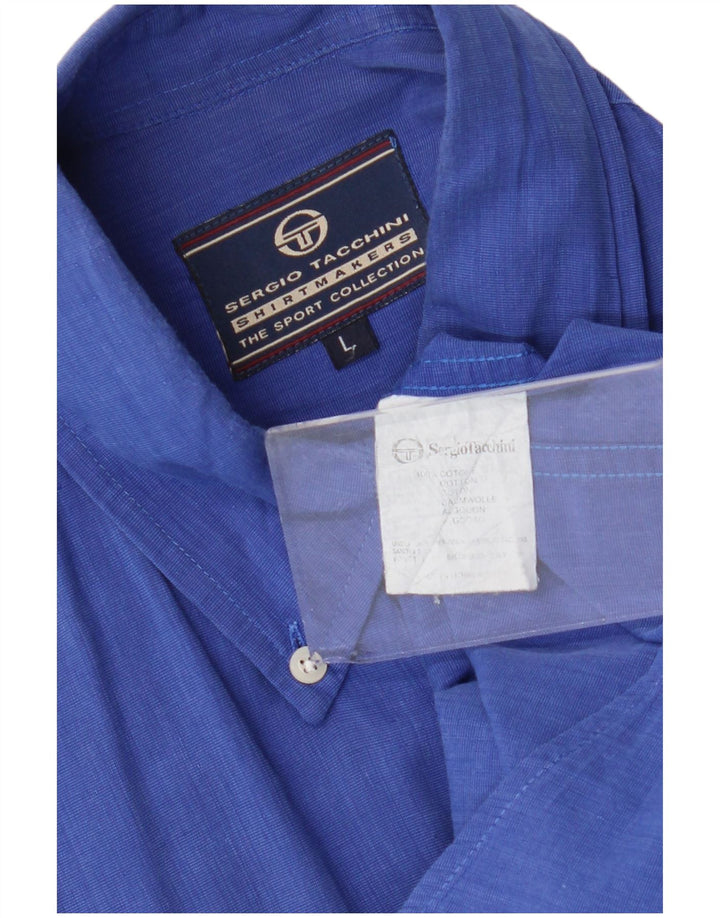 Мужская рубашка с коротким рукавом Sergio Tacchini, большой синий хлопок