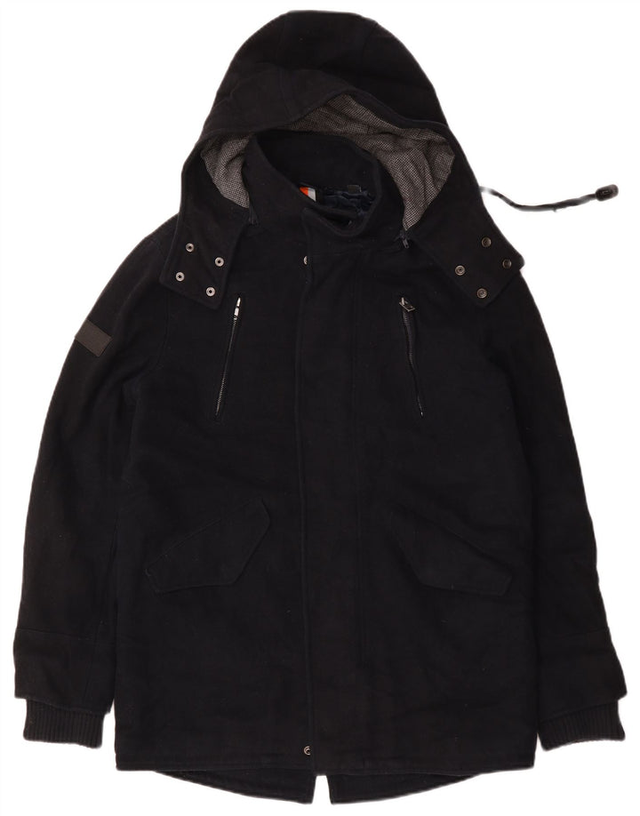 Мужская парка Superdry с капюшоном UK 36, маленькая, темно-синяя, шерсть