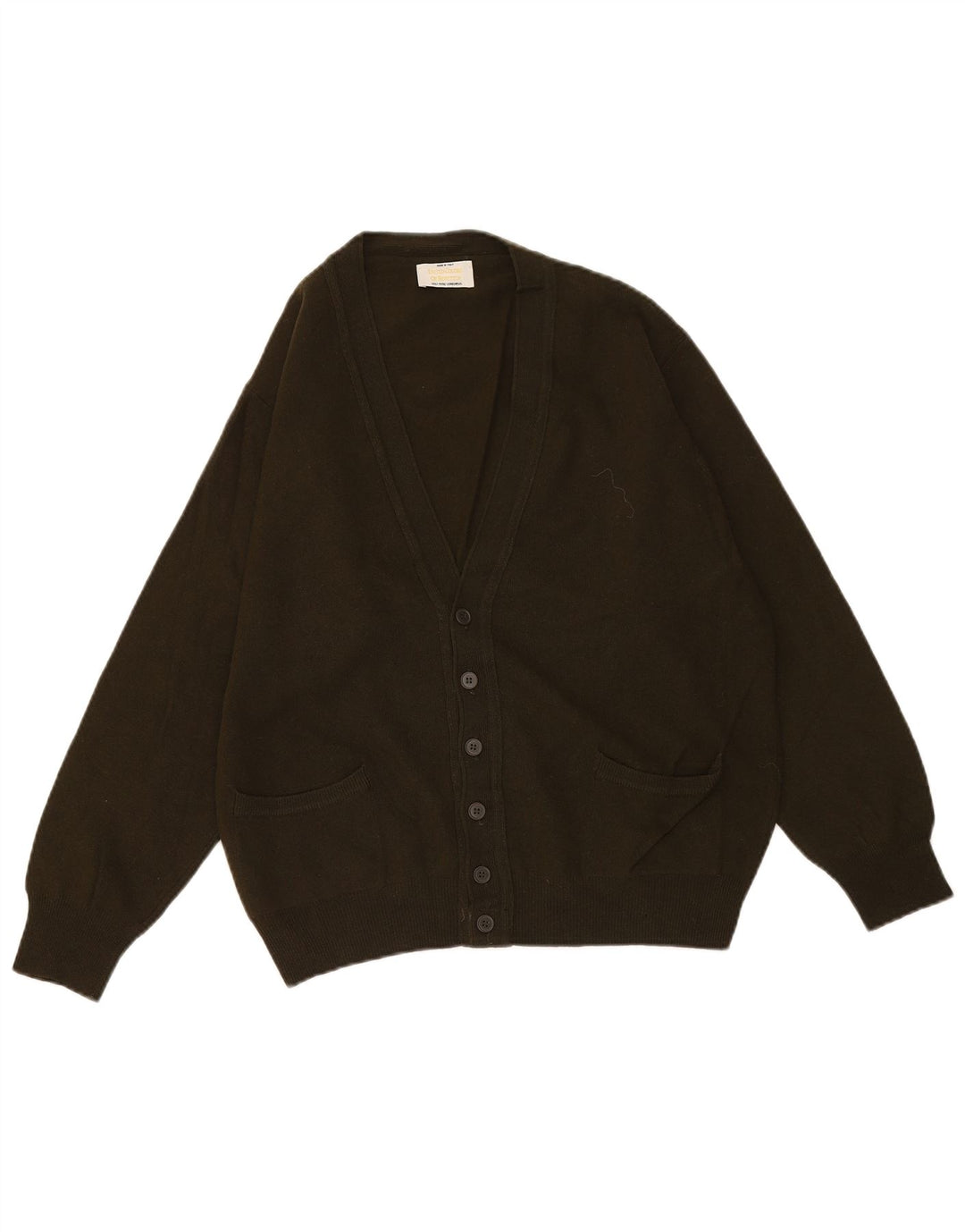 BENETTON Mens Cardigan Sweater IT 50 Medium Green New Wool