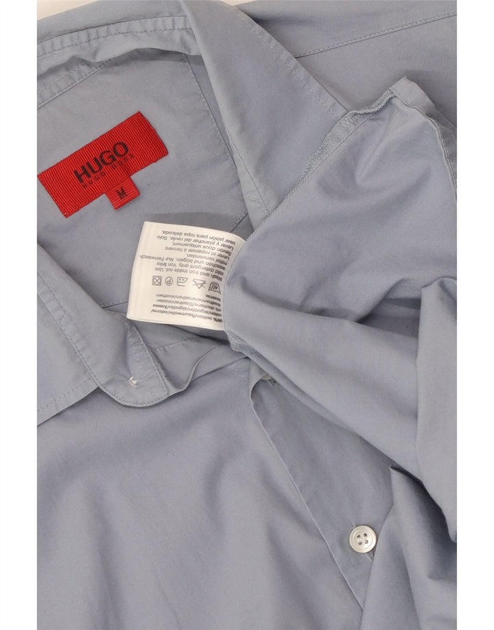 Мужская рубашка Hugo Boss из хлопка среднего синего цвета