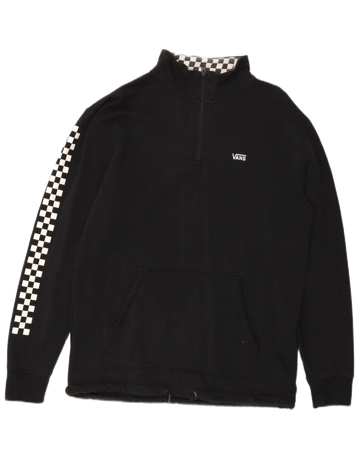 Мужской свитер VANS с воротником на молнии, джемпер, средний черный, хлопок с геометрическим рисунком