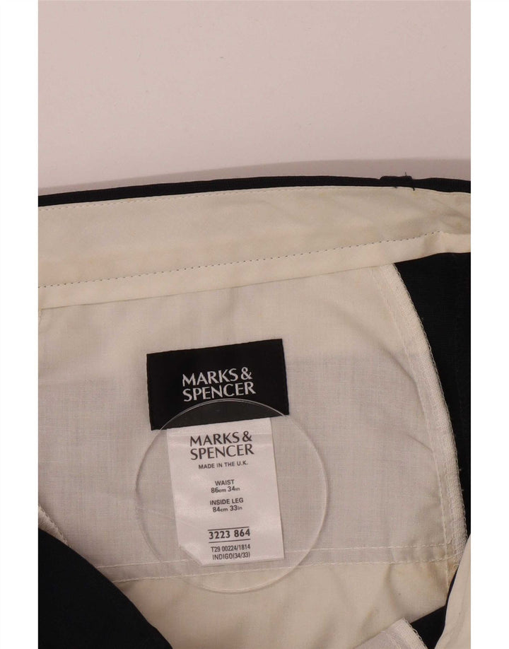 Мужские костюмные брюки Marks & Spencer W34 L33 темно-синие из полиэстера