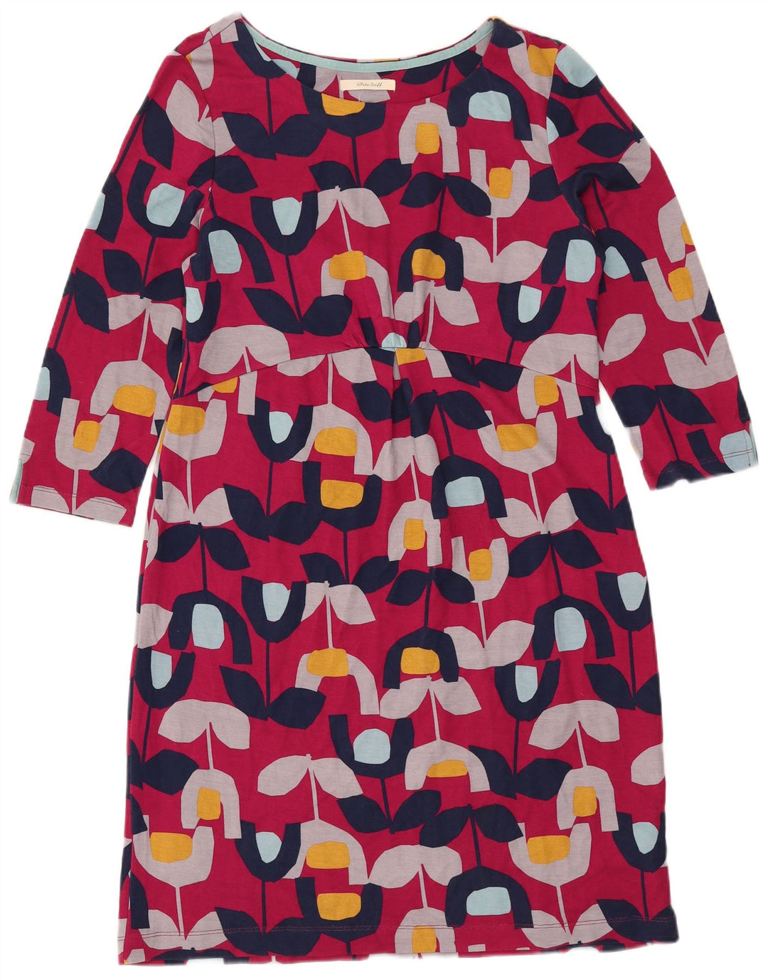 Женское платье-футляр с рукавом 3/4 WHITE STUFF UK 12, средний розовый с цветочным принтом