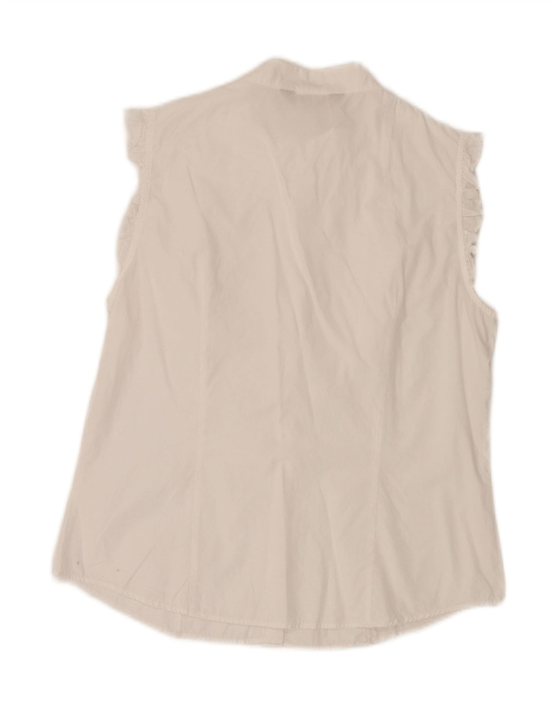 MAX MARA Womens Sleeveless Ruffle Front Shirt Blouse UK 12 Medium White Vintage Max Mara and Second-Hand Max Mara from Messina Hembry 