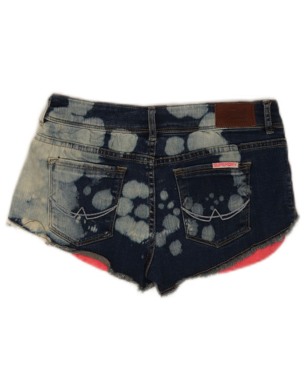 Женские джинсовые шорты Superdry Acid Wash W26, маленькие синие хлопковые брюки тай-дай