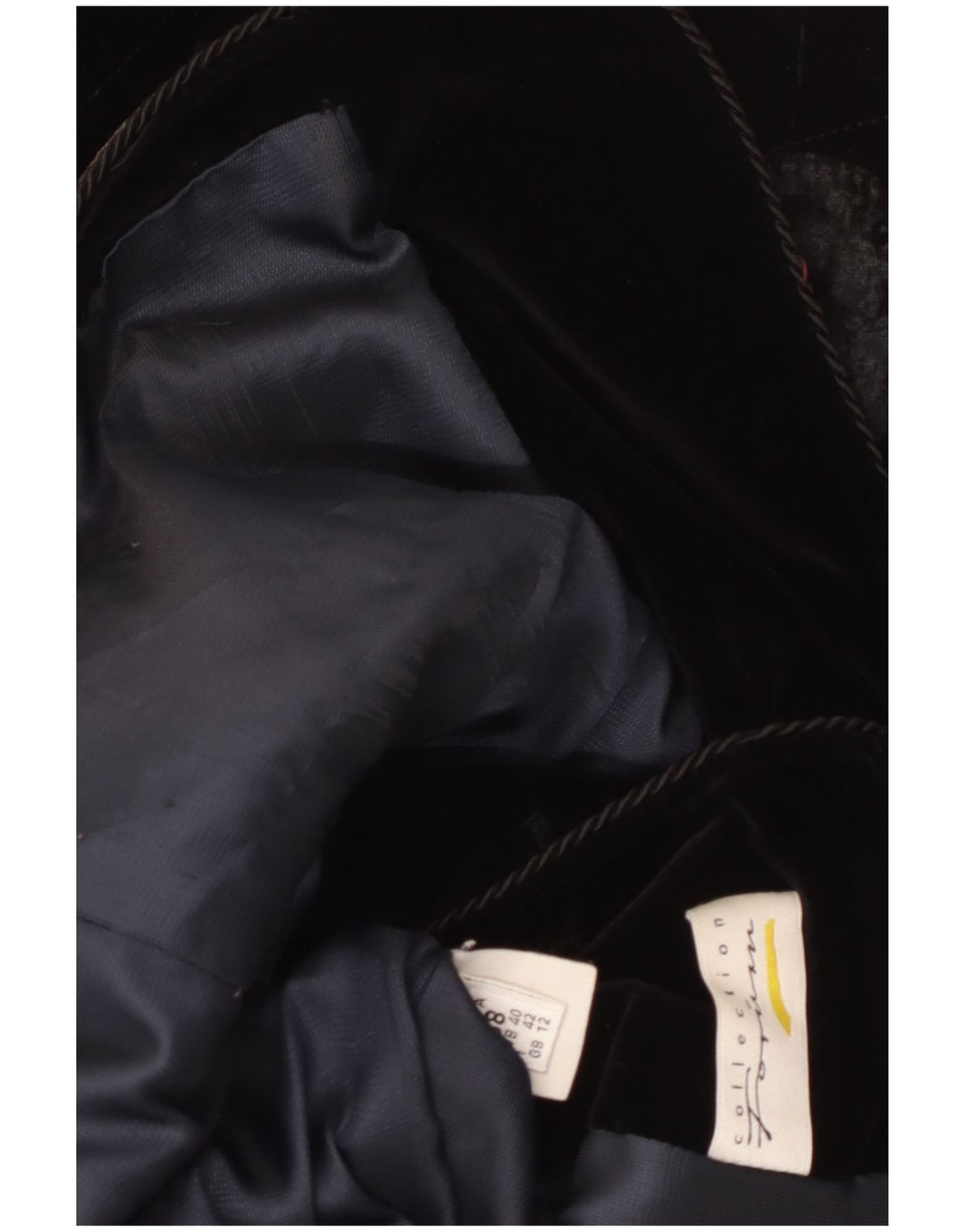 Винтажное женское бархатное пальто с рисунком UK 12, средний черный с цветочным принтом