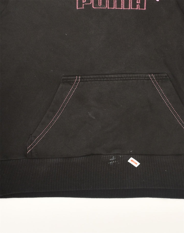PUMA Womens Graphic Hoodie Jumper UK 10 Small  Black Cotton | Vintage Puma | Thrift | Second-Hand Puma | Used Clothing | Messina Hembry 