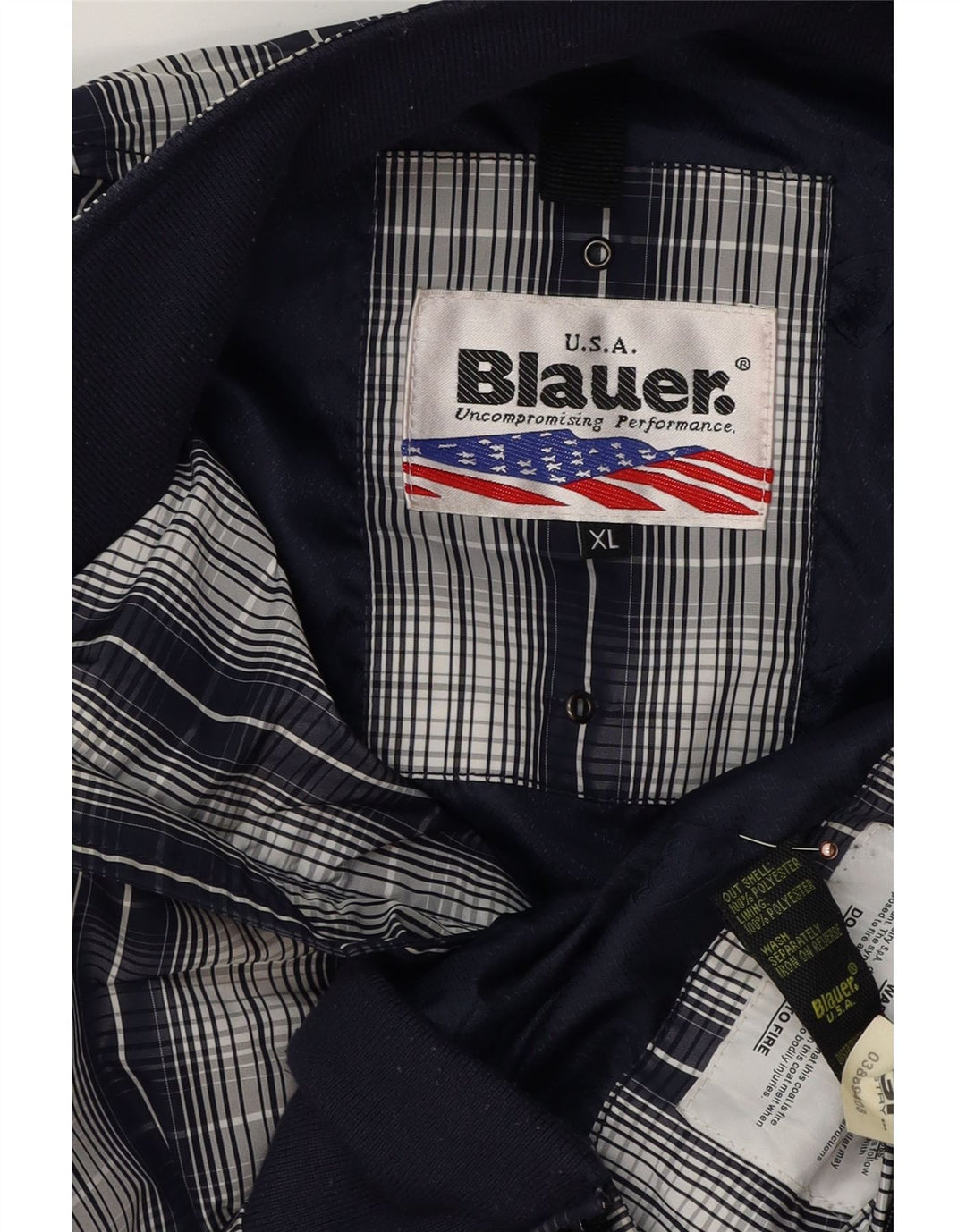 Мужская куртка-бомбер Blauer UK 42 XL темно-синяя клетка из полиэстера