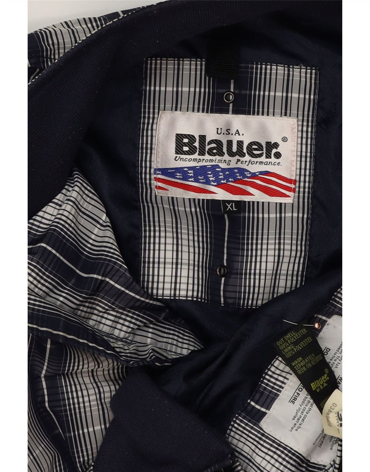 Мужская куртка-бомбер Blauer UK 42 XL темно-синяя клетка из полиэстера