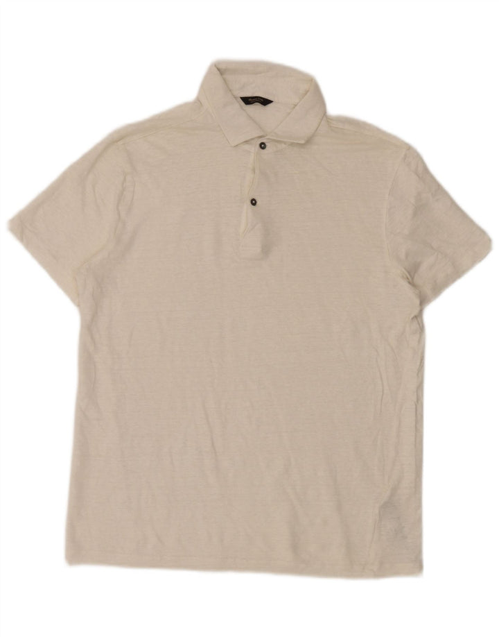 Мужская рубашка-поло Massimo Dutti, большая бежевая в крапинку, льняная