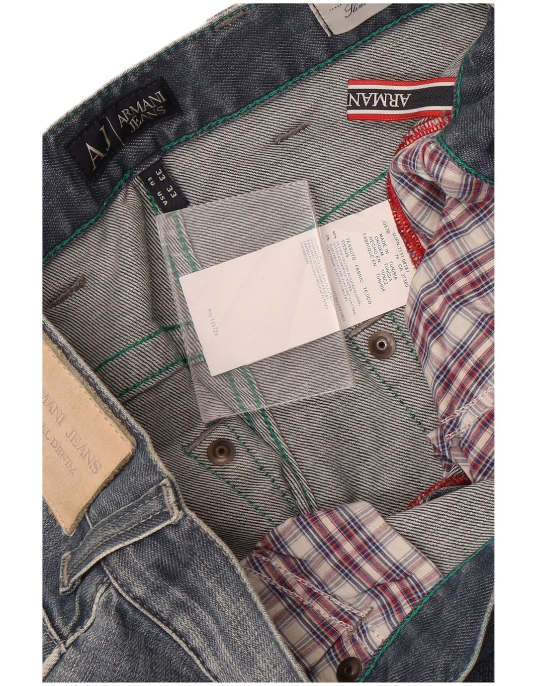 Мужские потертые узкие джинсы Armani W33 L32 синие, хлопок